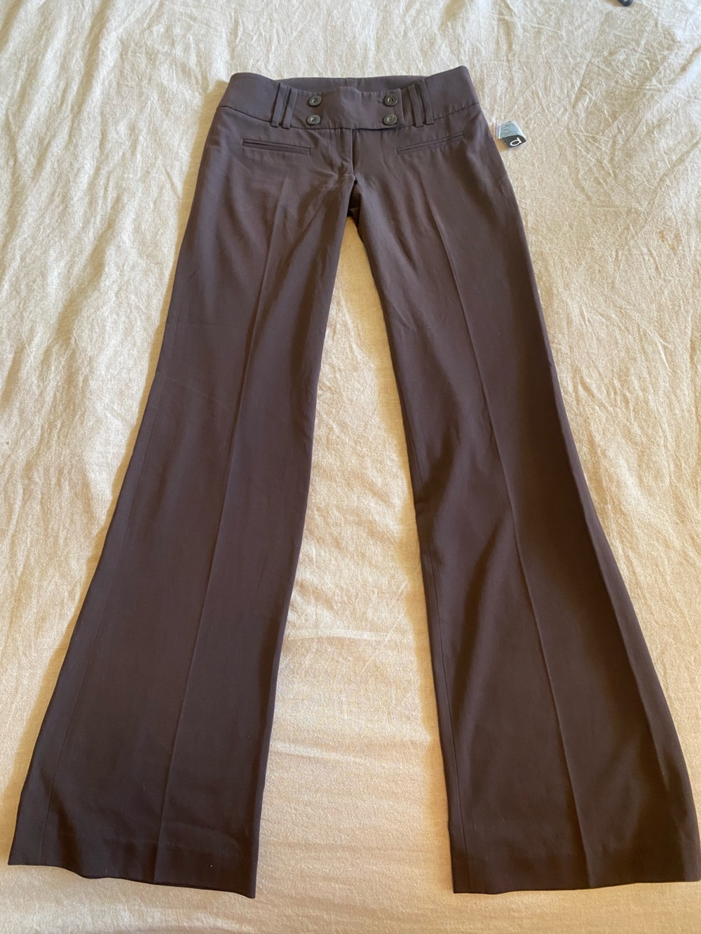 Deadstock vintage Y2K Dynamite Truffle Brown dress/office pant. Lowrise 5/28